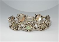 Sterling silver mother of pearl bracelet adorned