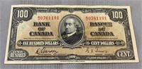 1937 Bank of Canada 100 dollar note, Billet de