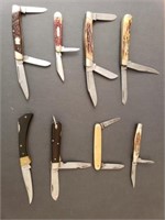 8 knives Kabar, Camillus, Schrade, etc.