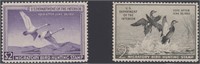 US Stamps #RW17 & RW18 Mint LH/DG on dealer card,