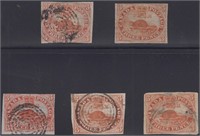 Canada Stamps #4 X 5 Used Copies CV $1125
