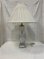 Lead crystal jar form lamp with silk shade,