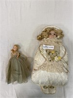 Pillow doll with porcelain head and porcelain