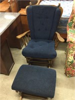 Navy blue rocker with stool