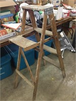 4 foot antique wooden ladder