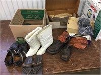Box of men’s and women’s shoes.  Various sizes