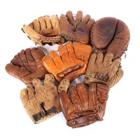 Lot of 8 Vintage Baseball Gloves, Mantle, Kell, Fe