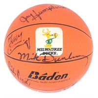 1988-89 Milwaukee Bucks Team Signed Logo Baden Bas
