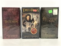 Three sets of Lord of the Rings VHS tapes