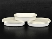 Three 15 oz white Corning Ware dishes