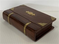 Vintage secret wood book box w/ key