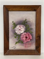 Vintage original framed floral art painting