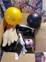 Box lot of various gloves , socks and 2 small