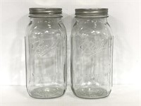 Pair of 2 quart Wide mouth Ball mason jars