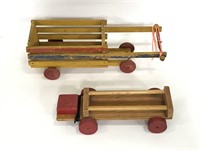 Two old wooden pull toys