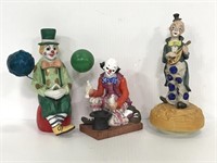 Lot of 3 assorted porcelain clown figures