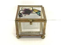 Petite floral glass jewelry box