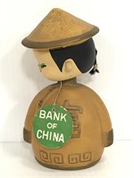 Hand decorated bank of China bobble head coin bank