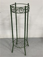 Green faux bamboo metal plant stand