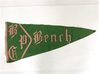 Green & pink vintage felt pendant flag
