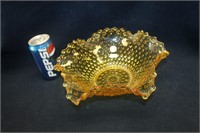 AMBER COLORED FLUTED EDGE SERVING BOWL