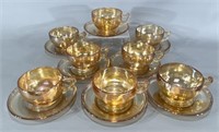 Gold Lustered Tea Cups w/Saucers -8