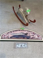 WOODEN ROCKING HORSE (21"), WOODEN SIGN (26")