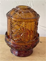 Fancy 2-Part Amber Glass Candleholder