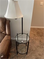 2-Tier Glass Top Lamp Table with Shade
