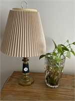 Table Lamp & Heavy Crystal Vase
