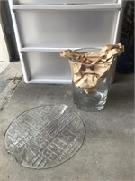 Lrg Crystal Vase & Decorative Cheese Platter