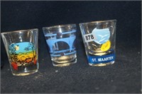 LOT OF THREE COLLECTIBLE SHOT GLASSES