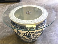ORIENTAL FISH BOWL PLANTER WITH GLASS TOP