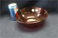CLEAR RED GLASS SERVING BOWL