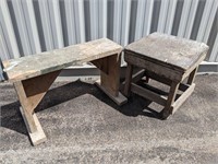 Two handmade work benches 8" x 19"H and 30" x 9"