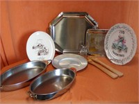 Assortment of kitchenware including platters,