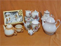 Collectable tea pots, cups, including 50th
