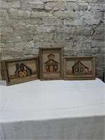 Barn Wood Pictures , Set Of 3 School House, Home