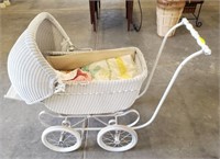VINTAGE WICKER STYLE BABY CARRIAGE
