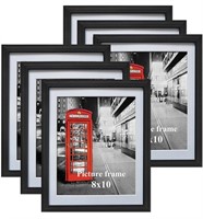 8x10 Black Picture Frames with Mat for Wall or