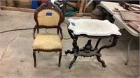 Antique chair and entry table -need some TLC