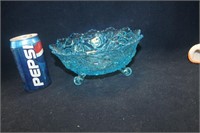 ROSE PATTERN BLUE FOOTED BOWL