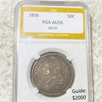 1836 00/50 Capped Bust Half Dollar PGA - AU55