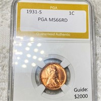 1931-S Lincoln Wheat Penny PGA - MS 66 RD
