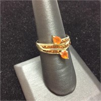 10KT GOLD RING ORANGE CITRINE STONES, 3.2g SIZE