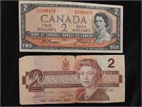 1954 & 1986 Canadian Two Dollar Bank Notes