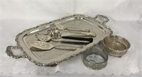 Vintage Silver Plate Tray & Serving Pieces