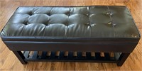 Large Rectangular Faux Leather Storage Bench