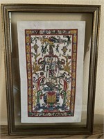 Framed Mayan Painting On Leather
