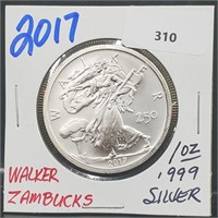 2017 1oz .999 Silver Walker Zombucks
